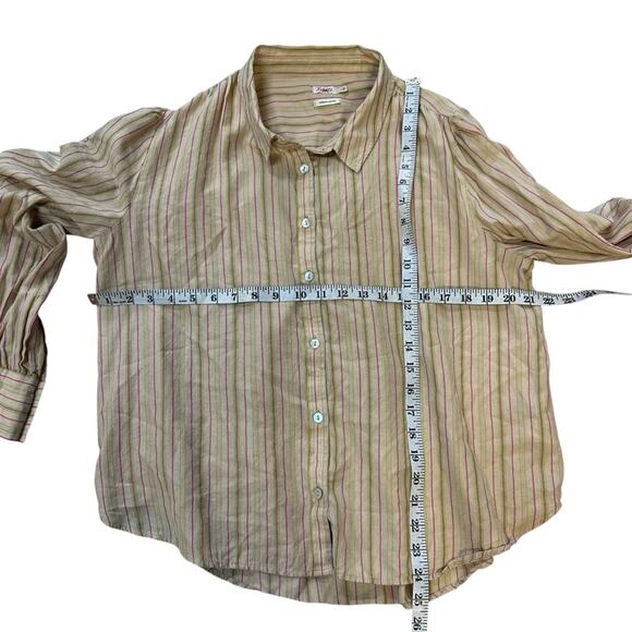Faherty Byrd Button Down Top in Sitka Stripe Size Large - Picture 3 of 11